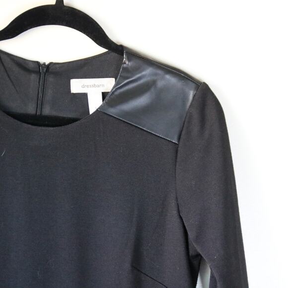 Women's DressBarn Black Shift Dress Faux Leather Size 6 - Picture 3 of 6